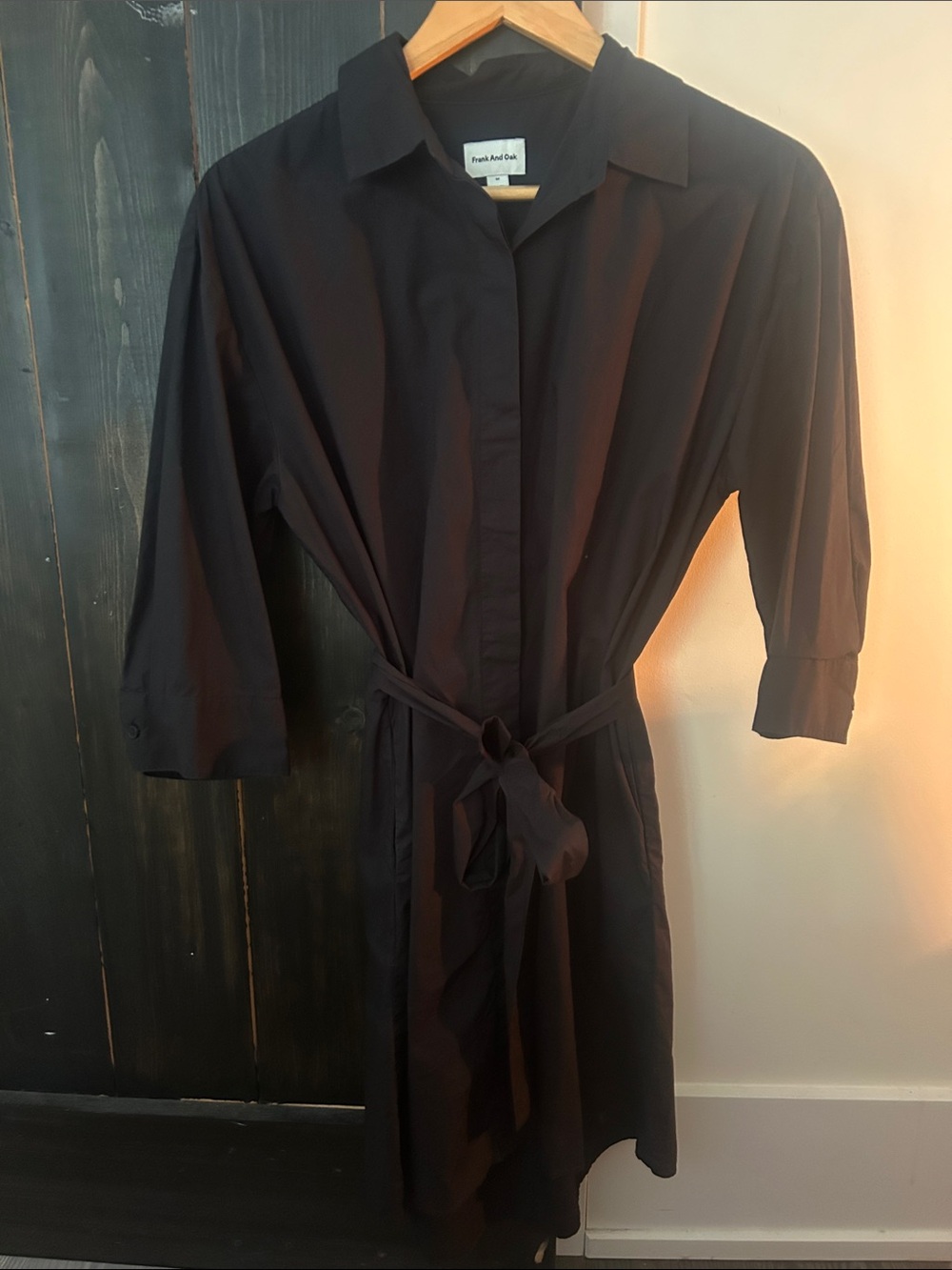 Frank And Oak Black Button-Up Shirt Dress